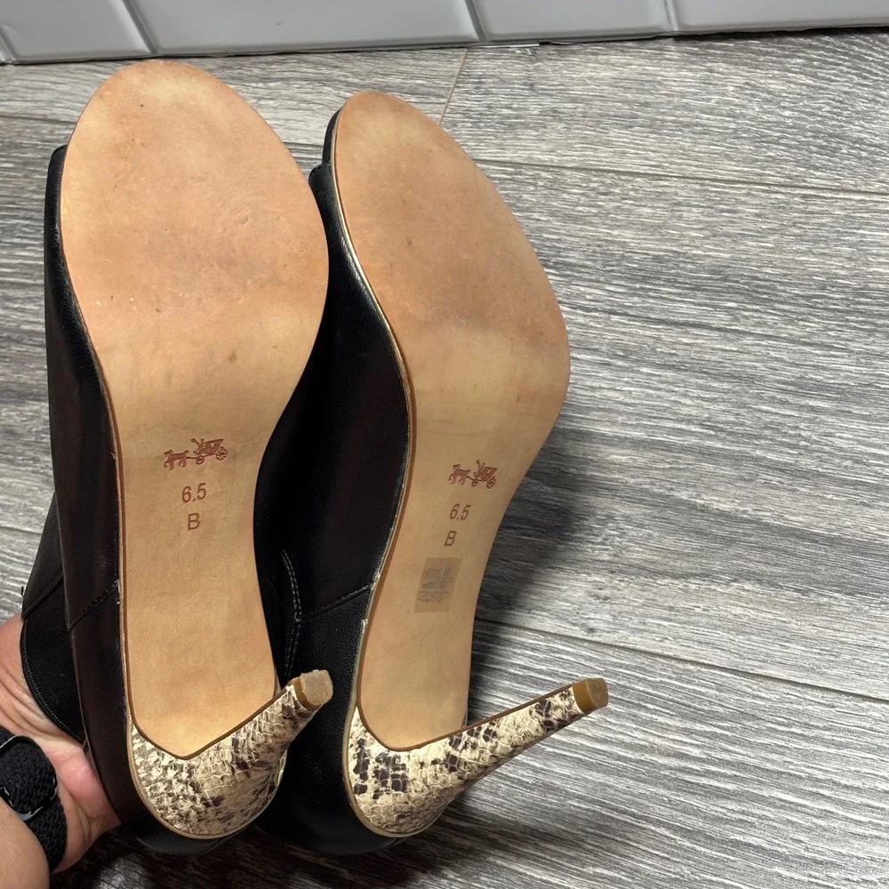 Coach Adrianna‎ Black Leather Peep Toe Bootie 6.5B